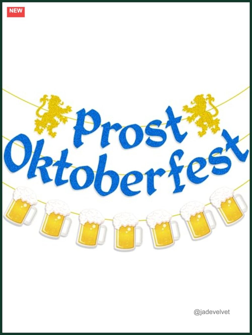 Oktoberfest Party Banner Set of 3 Prost Banner Garland Hanging Decor Gold Blue